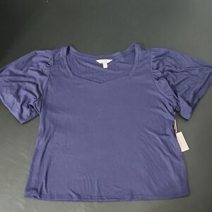 LC Lauren Conrad Short Sleeve Top in Deep Blue